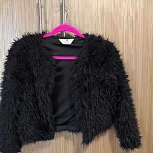 Kids H&M Black Fur Shrug Jacket Size 10 Girls